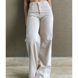 Calça Jeans Feminina Wide Leg Pantalona Cintura Alta Levanta Bumbum em Oferta na Shopee