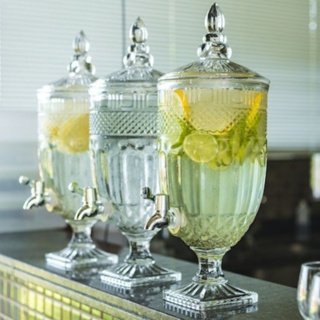 Suqueira Jarra De Vidro Cristal Suco Diamond 5 Litros com Torneira