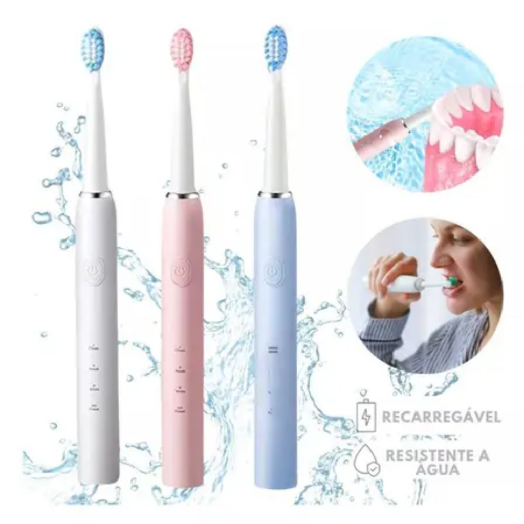 Escova De Dente Dental Bucal Elétrica Saúde Vibratória Recarregável Usb Bivolt