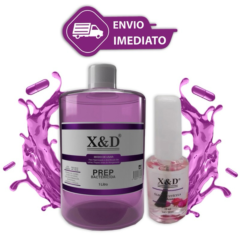 kit nails xed prep bactericida x&d e 1 óleo de cuticula com aroma - cuidados com as unhas