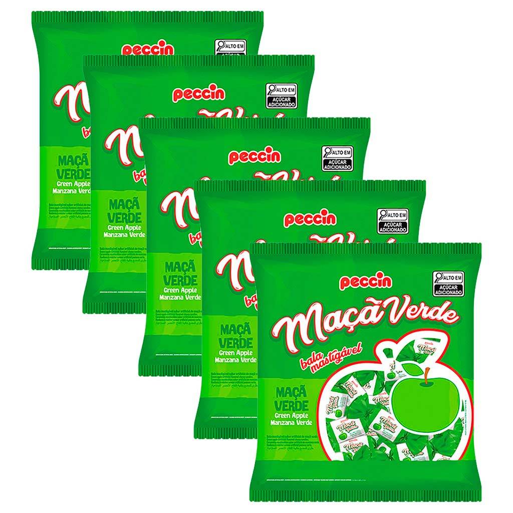Kit 5 Balas Maçã Verde 400g - Peccin