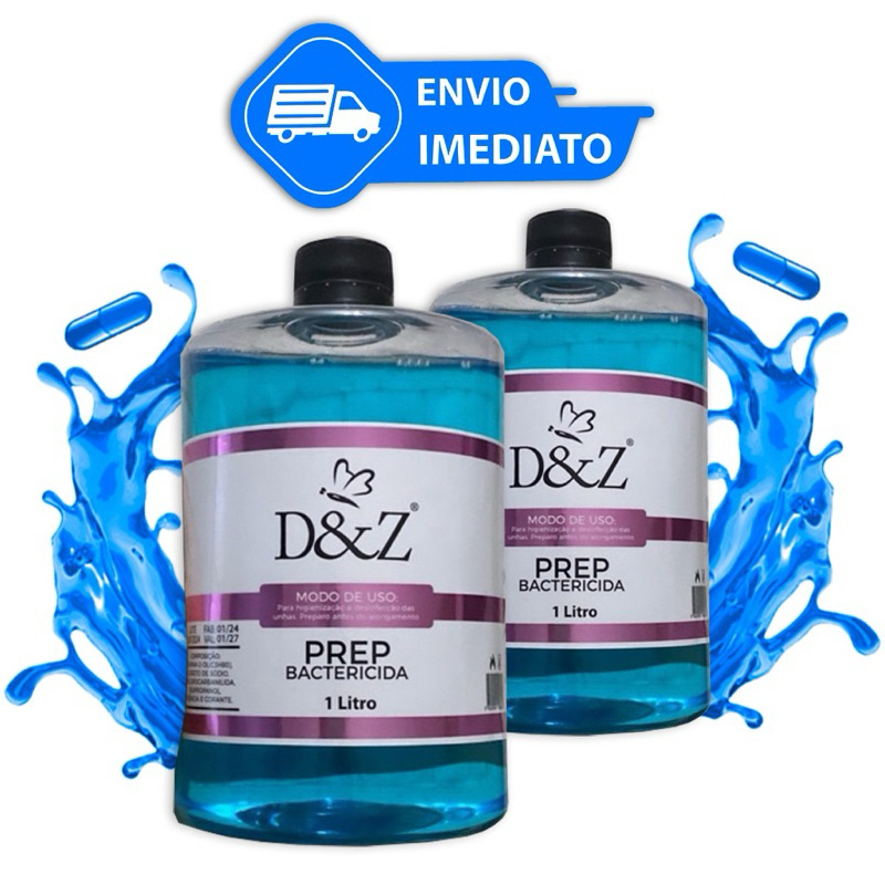 2 prep bactericida d&z 1litro - cuidados com as unhas uso profissional