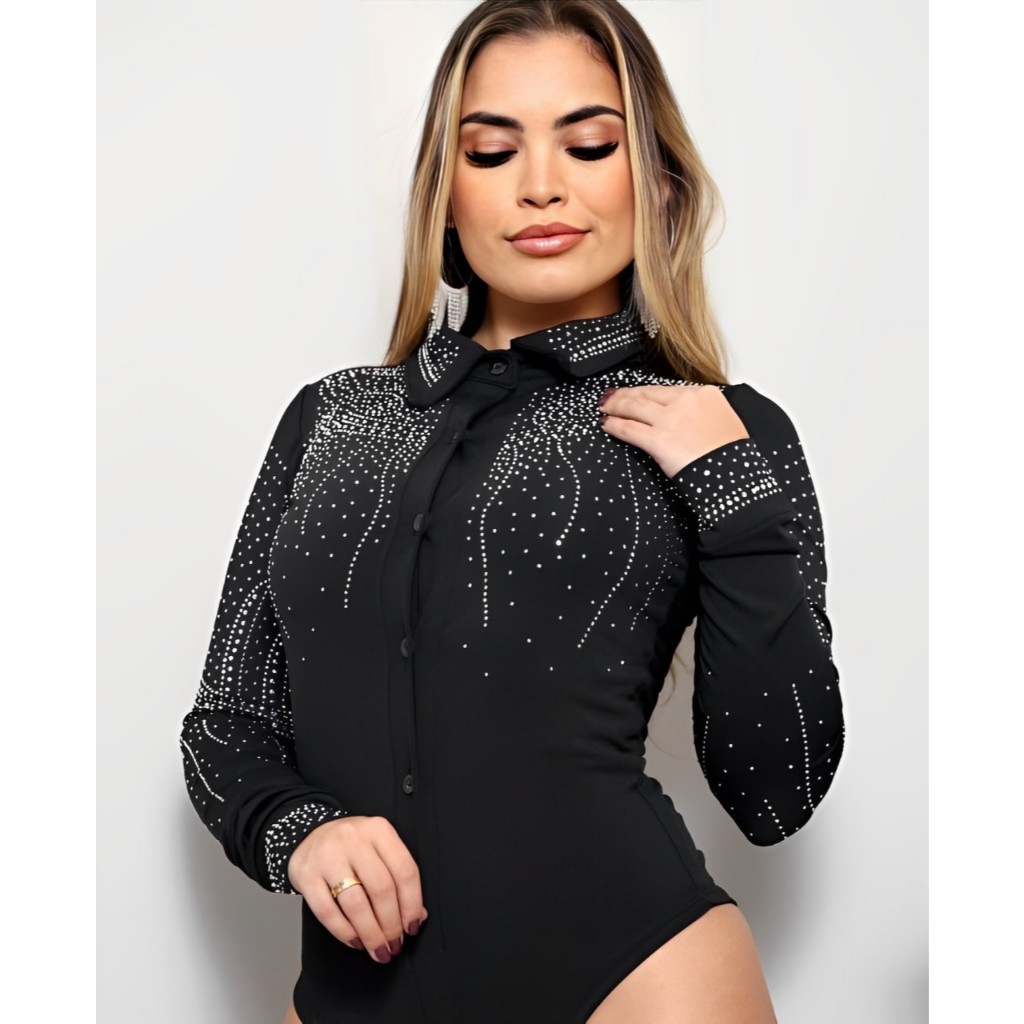 Body Ana Castela Laço Preto Feminino Camisa Strass Moda Boiadeira Regulagem Ajustável Boiadeira Fashion Cavalgada Rodeio