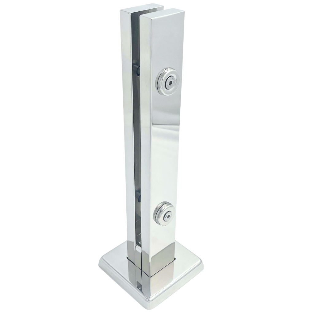 Coluna Torre Pinça Aço Inox 304 30cm Guarda Corpo 2 Furos