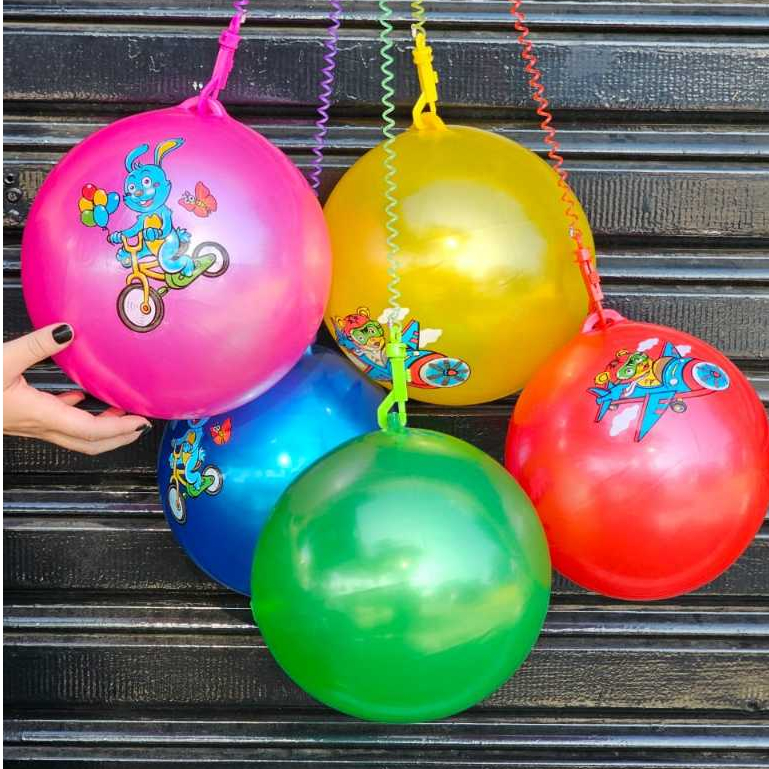 Bola com Cordão Mola - Desenhos Coloridos Sortidos