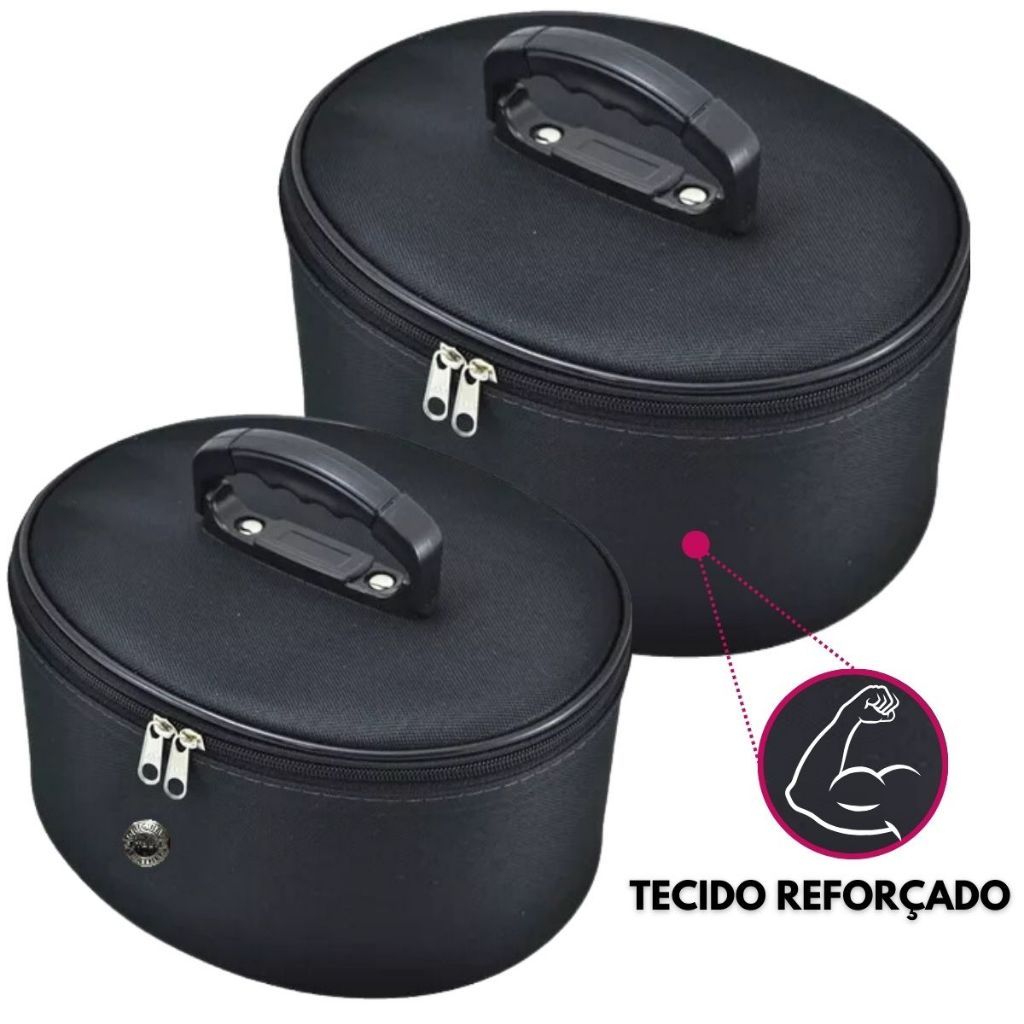 Kit 2 Maleta Nécessaires Frasqueiras Maquiagem Esmaltes Preto Premium