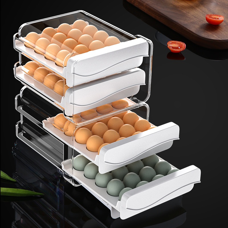 Gaveteiro Duplo Em Plástico Tipo Porta 32/40 Ovos Com Diversas Cores Para Cozinha Geladeira