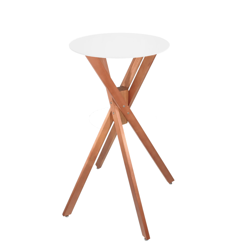 Mesa Bistro 52cm 60cm Redonda Mdf Akemi Alta Mesinha Base Rústica Bar Café Barzinho