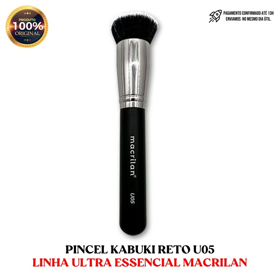 Pincel Kabuki Reto U05 Linha Ultra Essencial da Macrilan Profissional