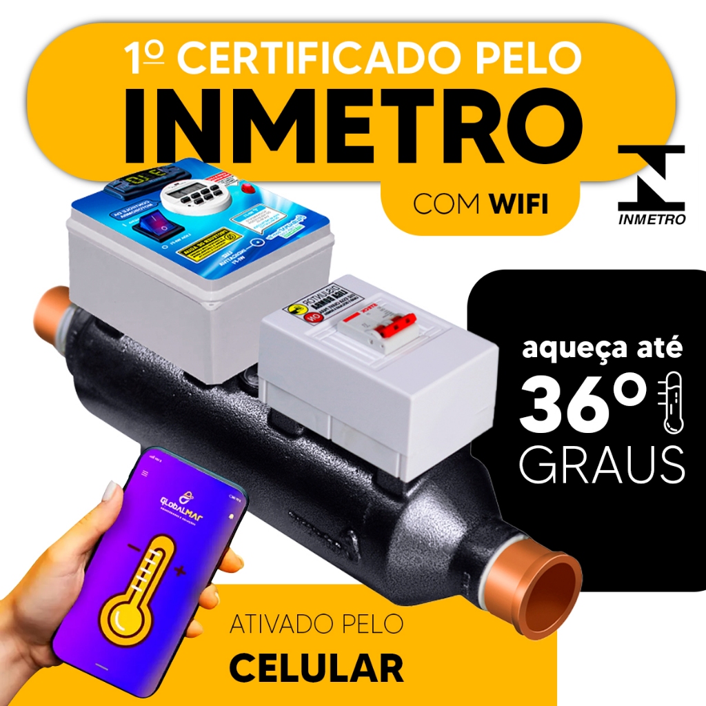 Aquecedor Piscina Trifásico 260.000 L Wifi App Smartphone