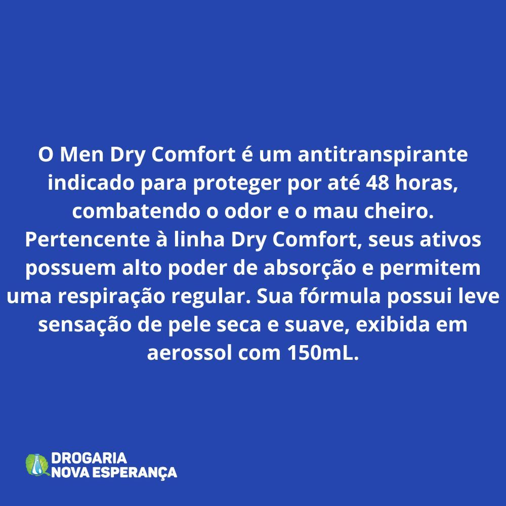 Detalhes do NIVEA ACTIVE DESODORANTE AEROSSOL DRY COMFORT COM 150ML