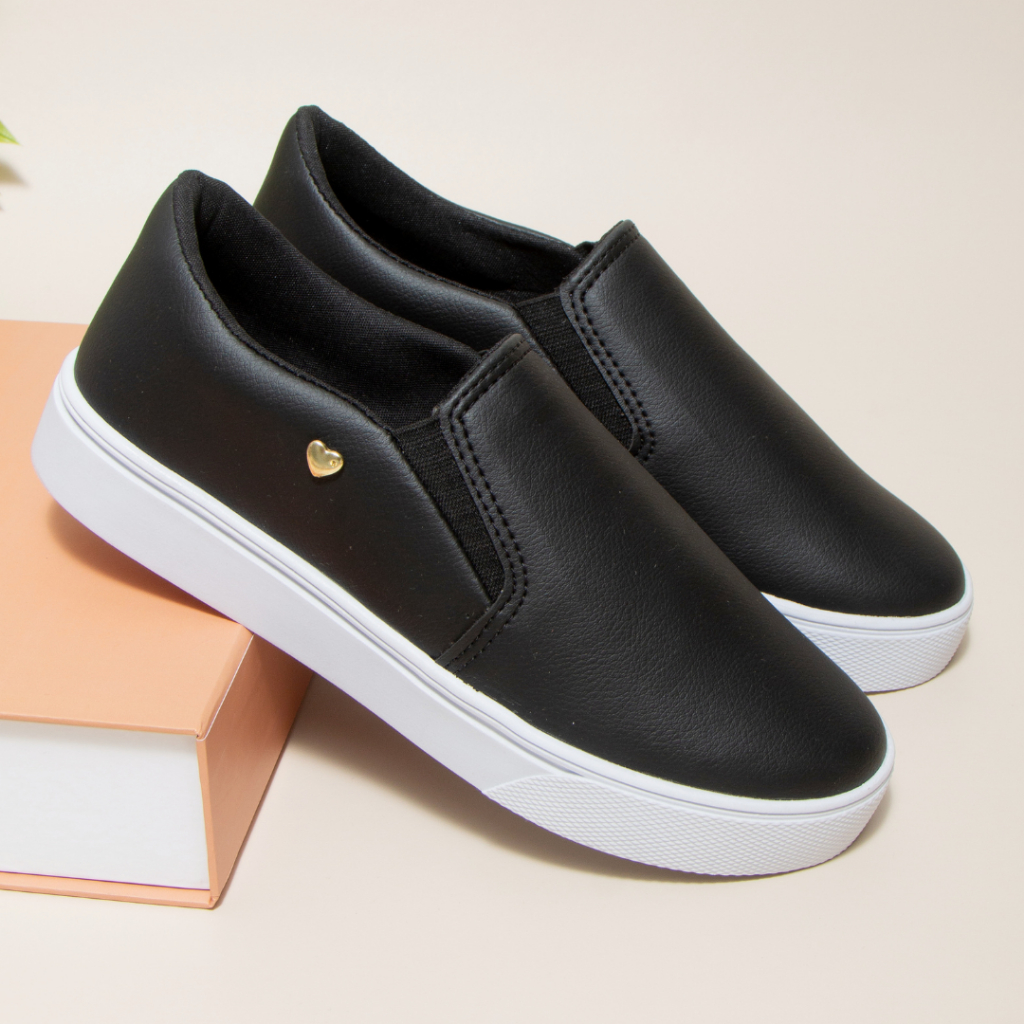 Tênis Feminino Slip On Calce Fácil Confortável Leve e Macio