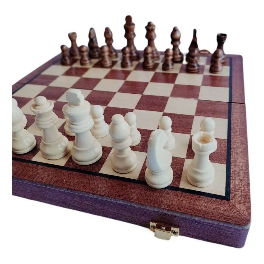 Jogo Xadrez Damas Gamão Madeira Unique 29x29cm Apw5001g Menor Preço - Miniatura 2