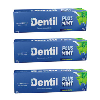 3 Creme Dental Dentil Plusmint Xilitol E Flúor Sabor Menta em Oferta na Shopee