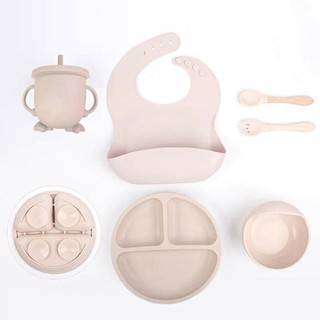Kit Refeição Infantil De Silicone Com Talher Babador Tigela Copo - A787