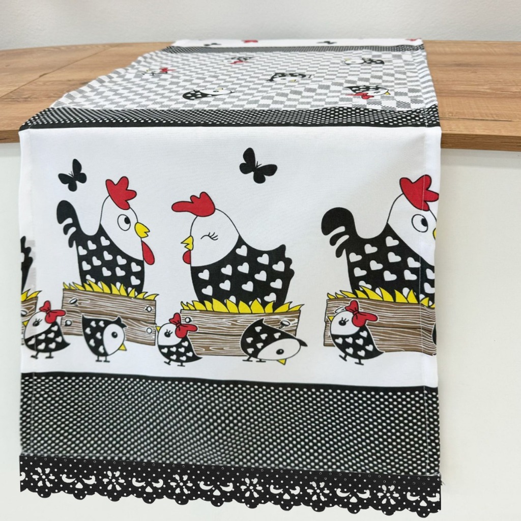 Caminho De Mesa 1,45m X 38cm - Galinha Preta em Oferta na Shopee