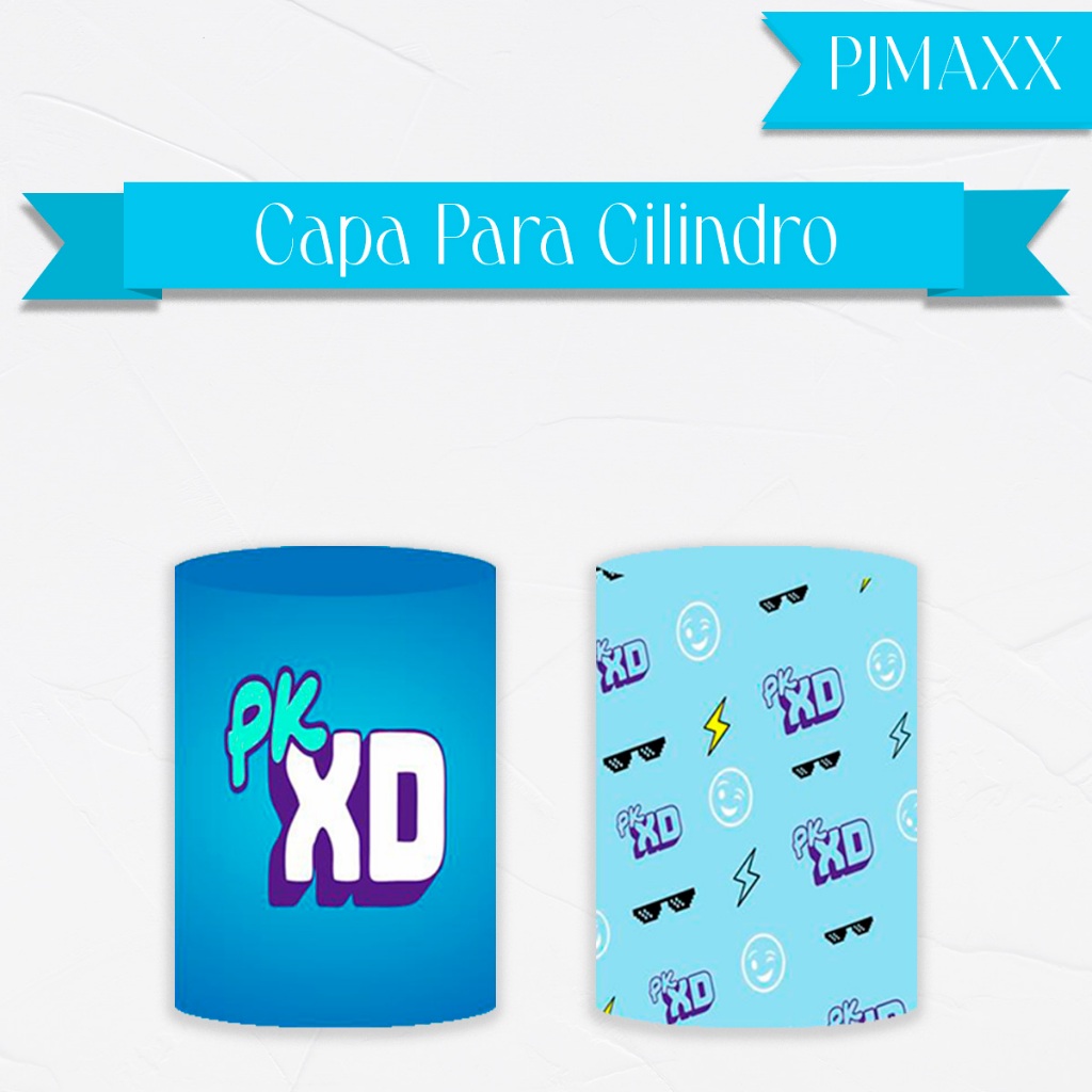 Capa Para Cilindro Tema PKXD Jogo Video Game Azul Festa Decoração Elegante Malha Sublimada