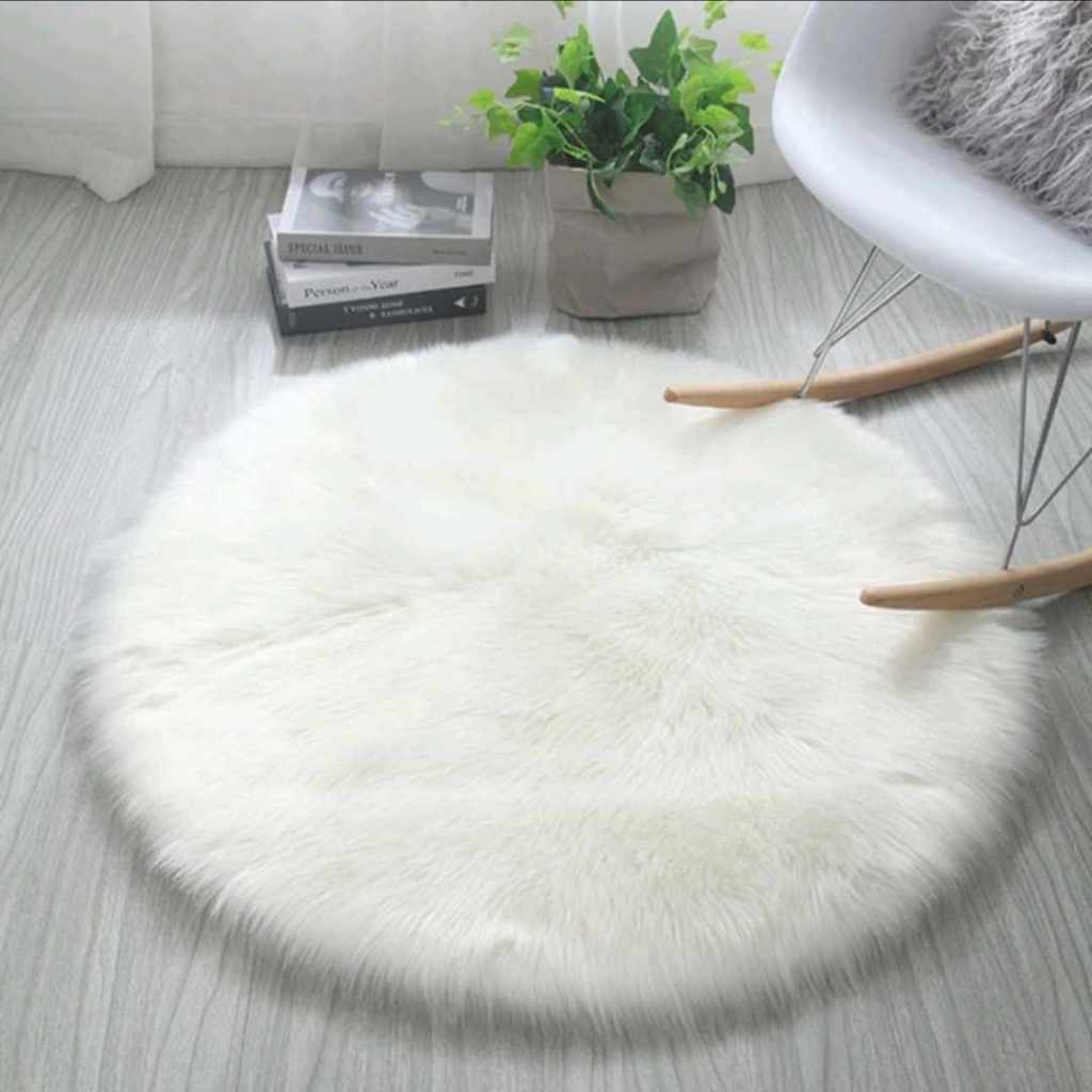 TAPETE MANTA PELUCIA PELEGO PELO ALTO REDONDO GRANDE 80X80