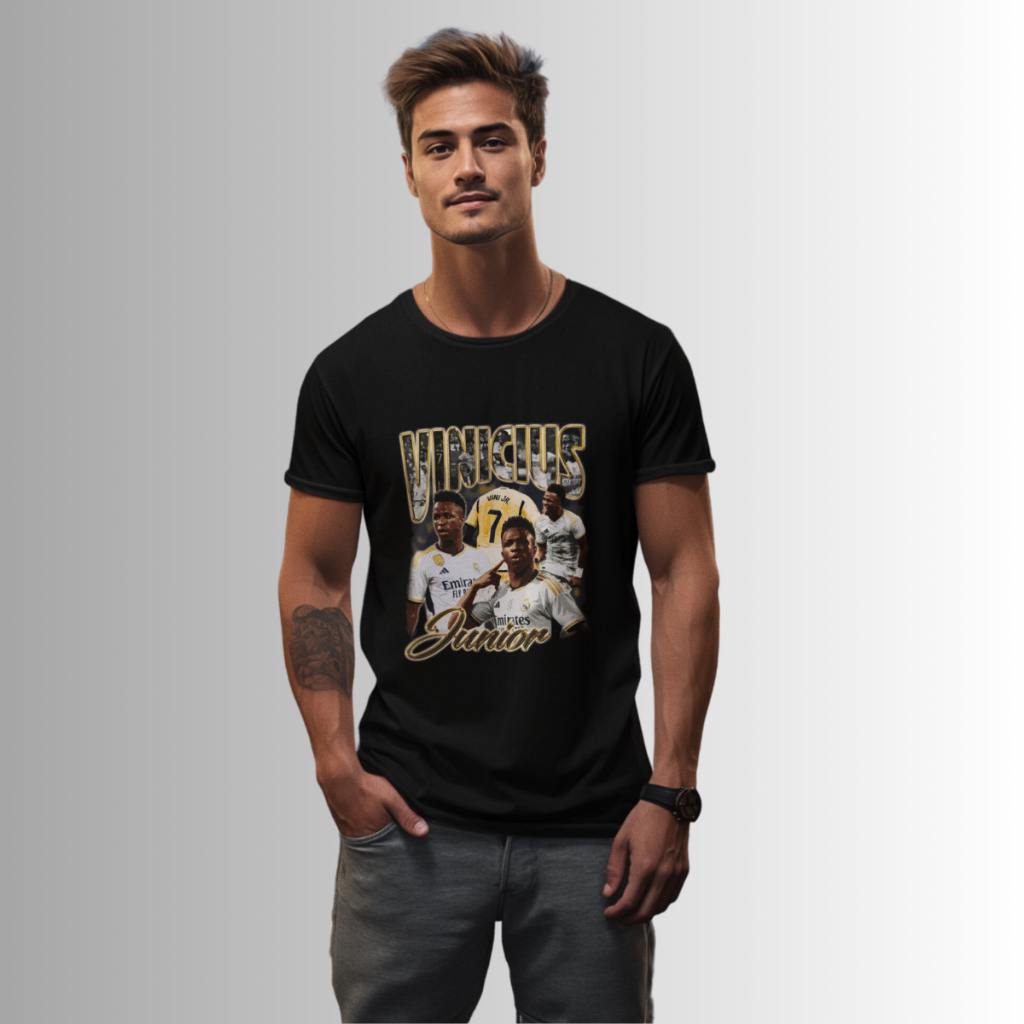 Camisa Camiseta Masculina Feminina Básica Vinicius Junior Real Madri Campeão 100% Algodão C08
