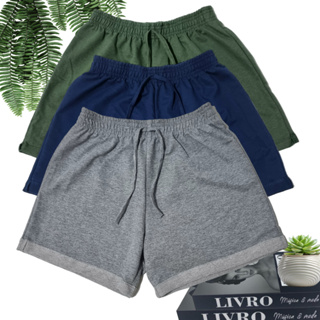 Short Feminino Moletinho Moletom Liso barrinha dobrada em Oferta na Shopee