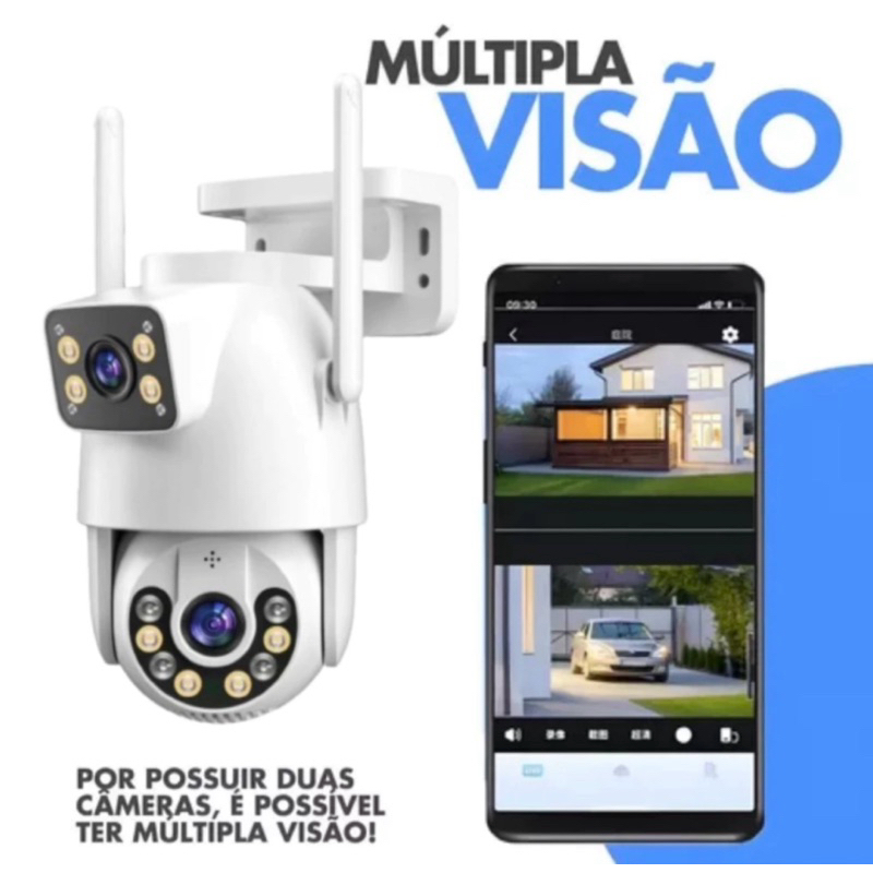Câmera De Segurança Lente Dupla APP Y00SEE IP66 WiFi 360 Sensor Visão Noturna Externa Envio Imediato