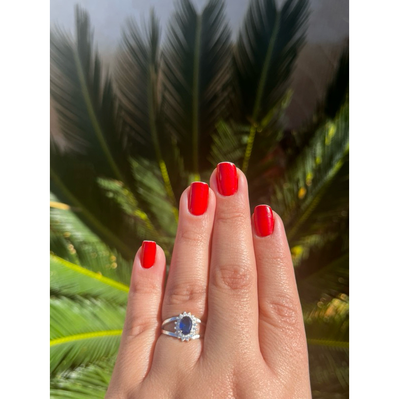 Anel obal de prata 925 cravejado com zircônia formatura em Oferta na Shopee