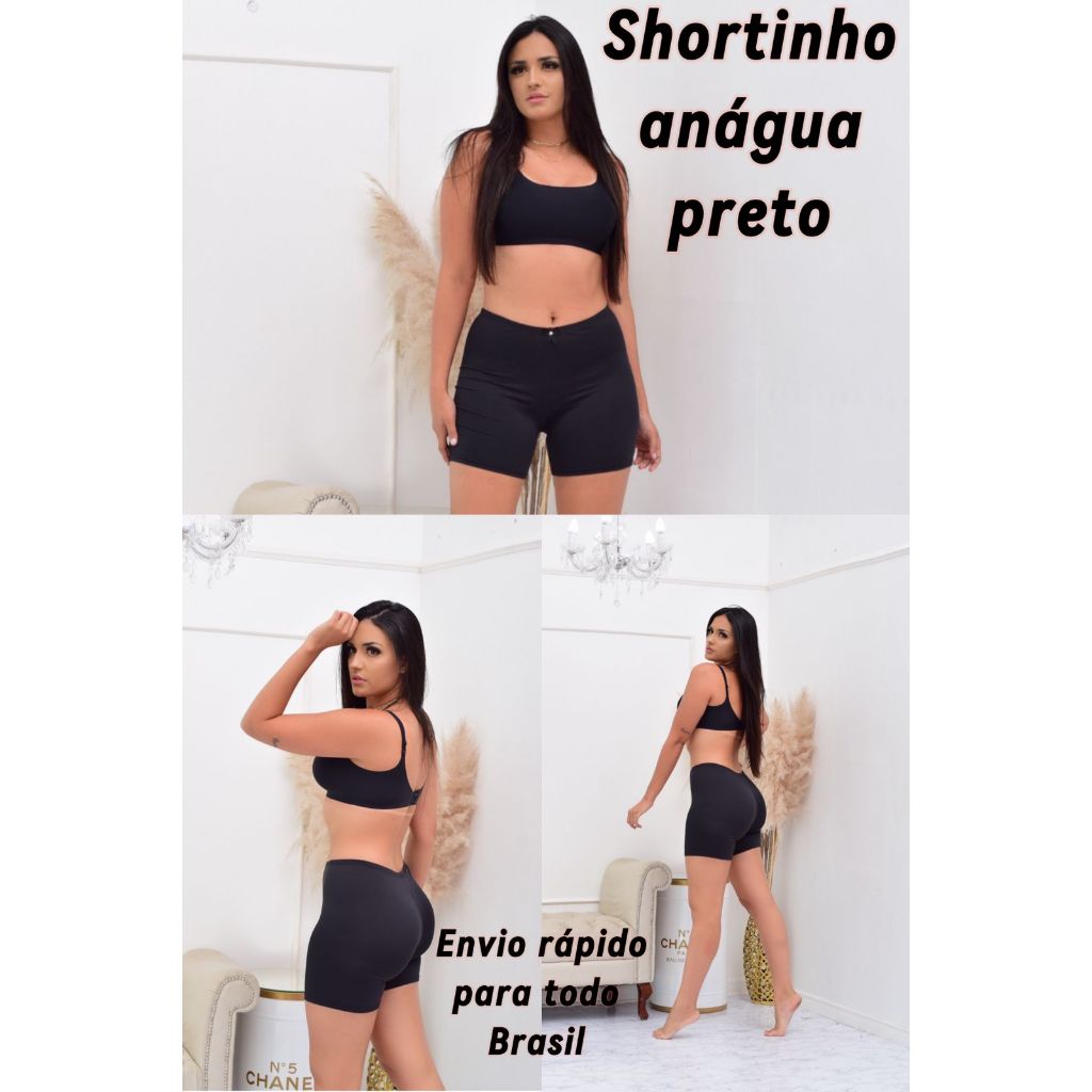 Kit 2 Short Anágua Liso Segunda Pele Feminino