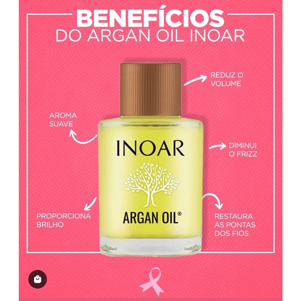 Óleo de tratamento de Argan Oil Inoar 7ml em Oferta na Shopee