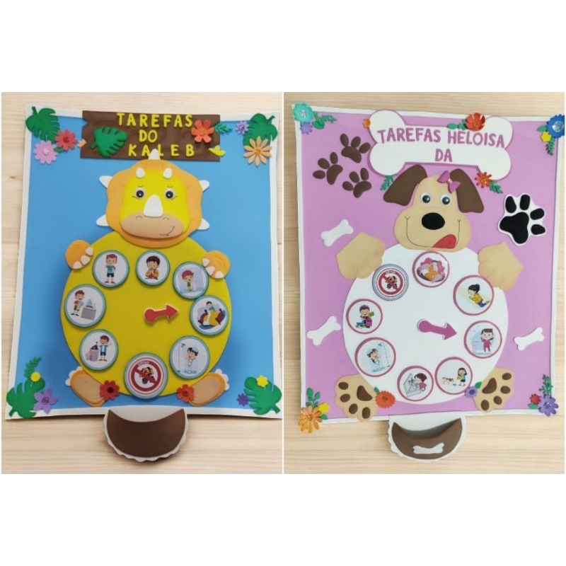 Recurso visual - Painel de Tarefas infantil com imãs