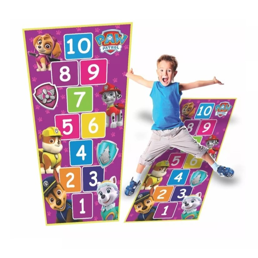 Tapete Amarelinha Infantil Em Lona Patrulha Canina, Melhor Que Eva, Não Rasga, Jogo da Amarelinha Jogo pedagógico, Brinquedo para presente de aniversário, dia das crianças e natal, para menina cor Rosa. 2 e 3 anos, 4 e 5 anos, 6 e 7 anos,  8 e 9 anos