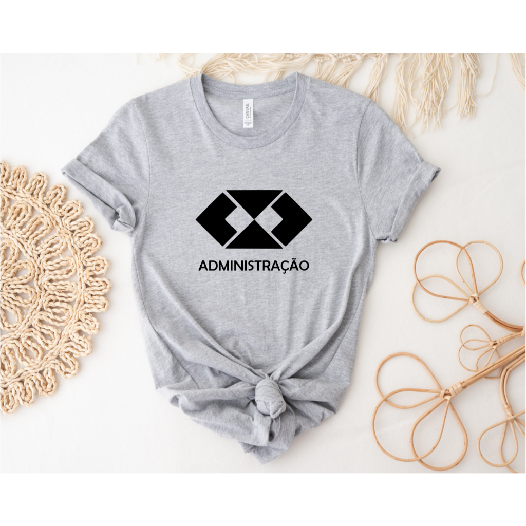 Blusa T-shirt Feminina Administração Cinza Mescla