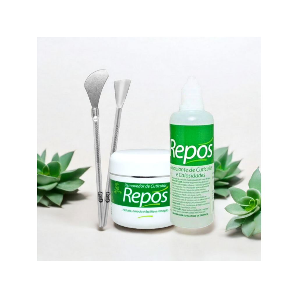 Spa dos Pés Repós  Removedor Cuticulas + Amaciante REPOS + 2 Espátulas Calosidades