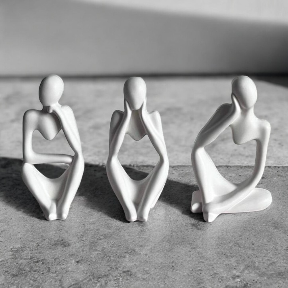Kit Trio Dupla Estatueta Decorativa Quarto Sala  Decoração Elegante - Escultura Dourada Br...