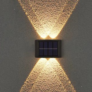 2 Kit 4 lED À Prova D'água Para Jardim Muro e Varanda Luminária Solar De Parede em Oferta na Shopee
