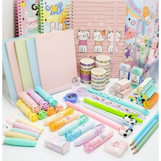 Box de Papelaria Fofa Tom Pastel - Material escolar kit Tons Pasteis em Oferta na Shopee