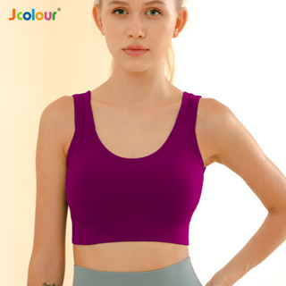 Jcolour Sutiã esportivo esportivo liso Cor sólida para mulheres