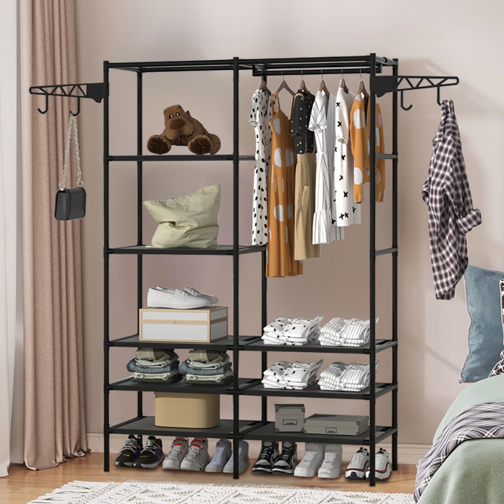 Arara Armário C/Sapateira Cabideiro em e Prateleiras em Preto