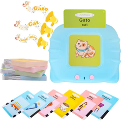 Brastoy Brinquedo Educativo Infantil Montessori Leitor de Cartões Flash em Português e Inglês 112 Cartões 224 Palavras