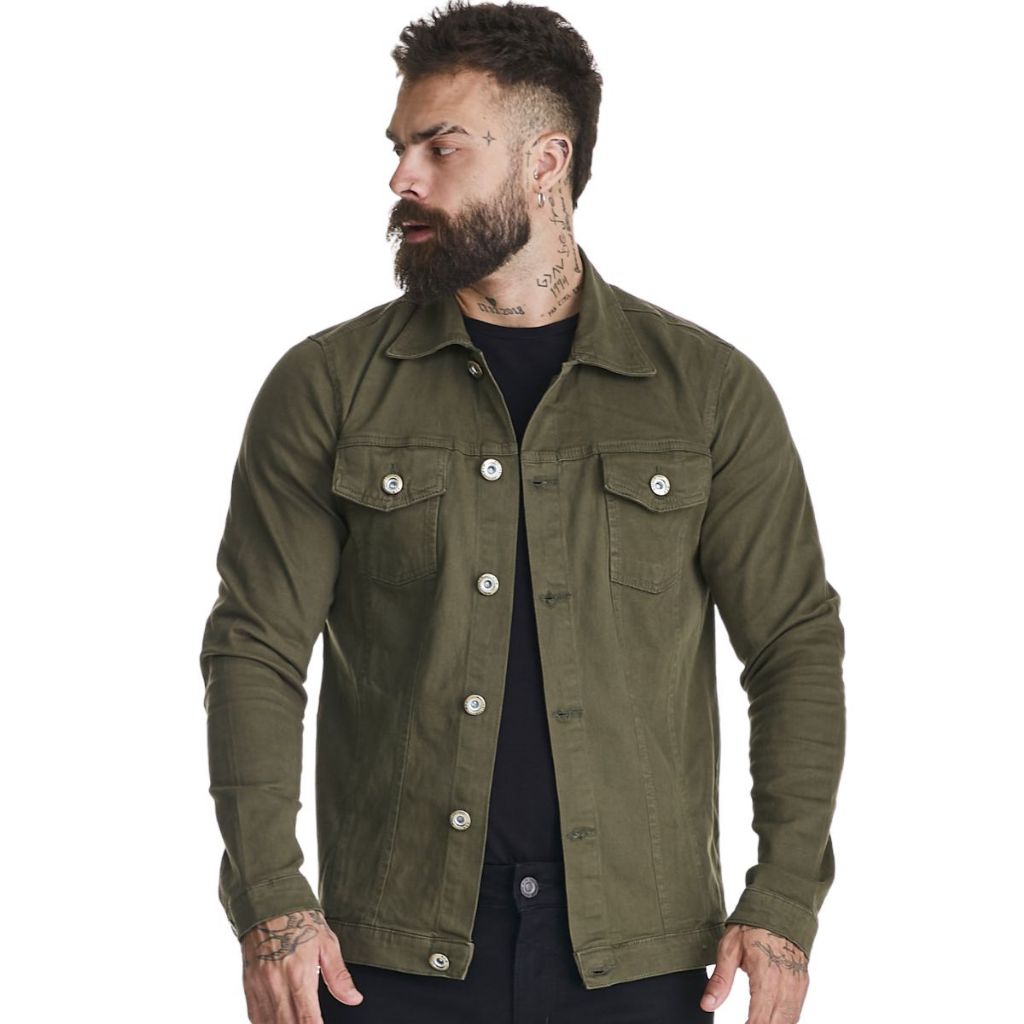 Jaqueta Jeans Masculina HNO Premium Verde Militar