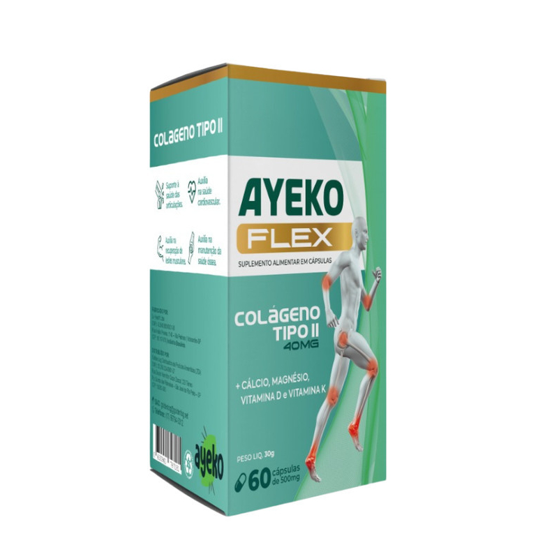 AyekoFlex 60caps (Colágeno Tipo 2 + Cálcio + Magnésio + Vitamina D3 + Vitamina K2)
