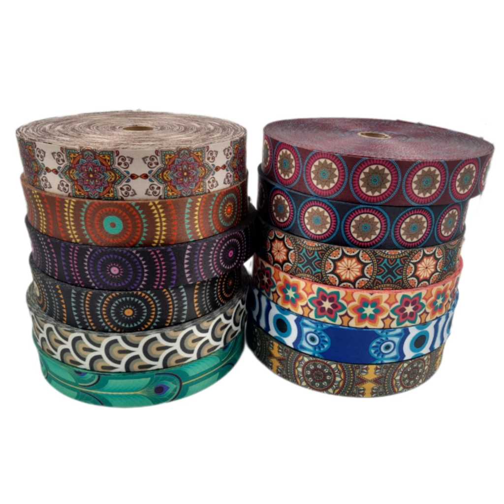 Alça Acetinada Estampada 40mm Mandalas -  Metragem