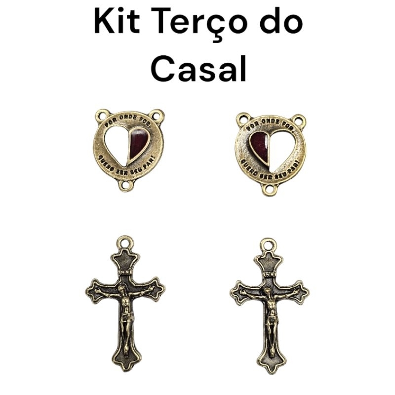 Kit Terço de Casal 2 Entremeio + 2 Crucifixo