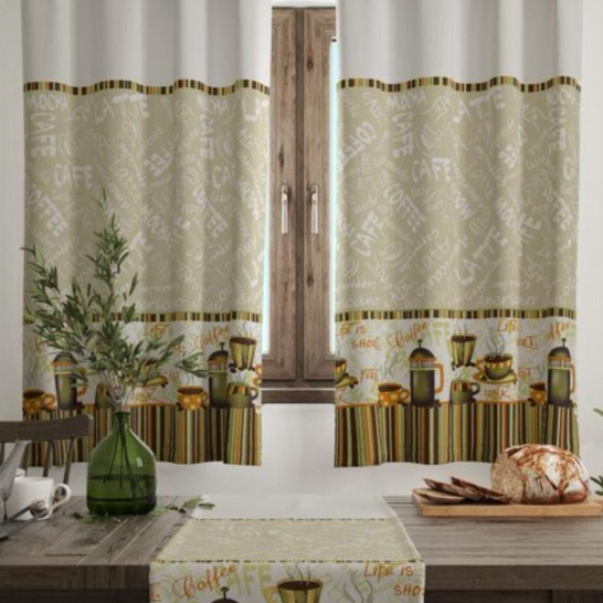 Cortina De Cozinha Para Vitro casa e decoração 200cm X 130cm - CAFÉ ENCANTO em Oferta na Shopee