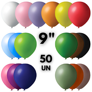 Bexiga Látex 9 Polegadas 50 Unidades Balão Bola Profissional Festa Aniversário Comemoração em Oferta na Shopee