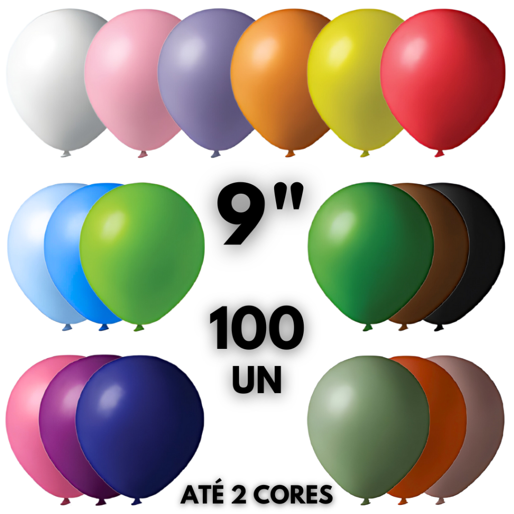 Bexiga Látex 9 Polegadas 100 Unidades Balão Bola Profissional Festa Aniversário Comemoração