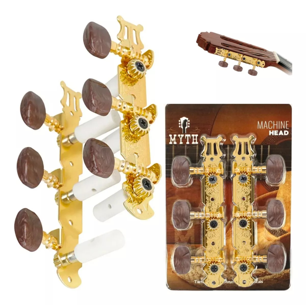 Detalhes do Tarraxa Myth Para Violão 6 Cordas - Pino Grosso Dourada
