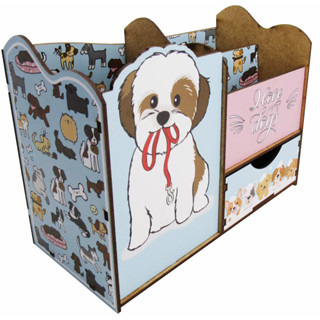 Organizador Mesa Porta Treco Caneta Gaveta Escritório Cachorrinho Mdf em Oferta na Shopee