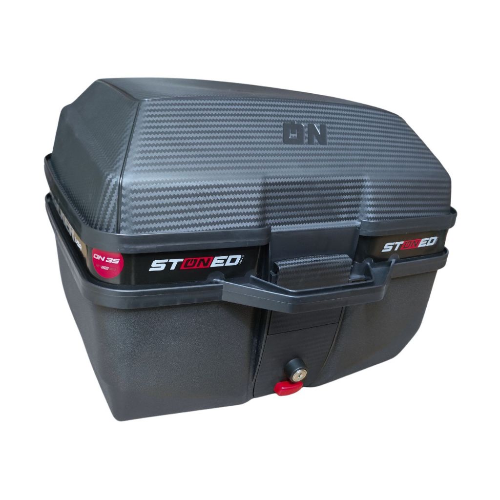 Bauleto Baú Moto 35 Litros Stoned + Base Fixação Universal Titan Fan Bros