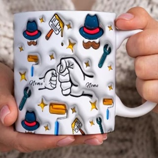Caneca Personalizada Dia Dos Pais Segurando Mão do Pai Segurando A Mão Do Vovô Com Efeito Inflado 3D em Oferta na Shopee