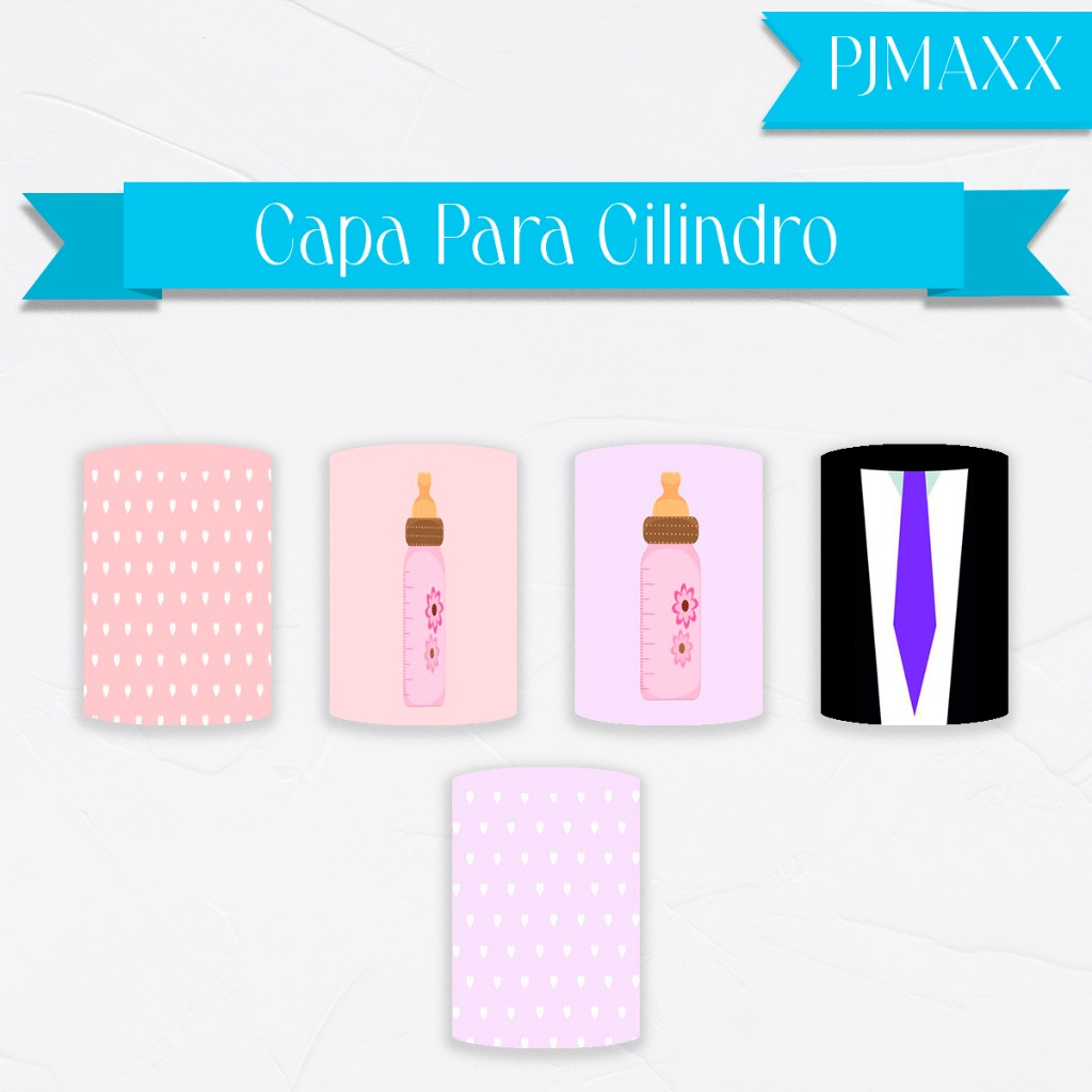 Capa Para Cilindro Tema Poderosa Chefinha Rosa Coração Mamadeira Terno Decoração Elegante Malha Sublimada
